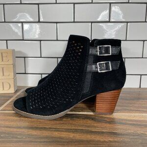 Vionic Aloft Chryssa Womens Size 6.5 Shoes Black Suede Open Toe Ankle Boots